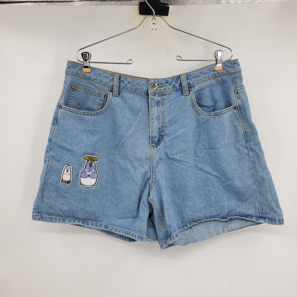 Her Universe My Neighbor Totoro Studio Ghibli Denim Shorts Light Wash Blue 15